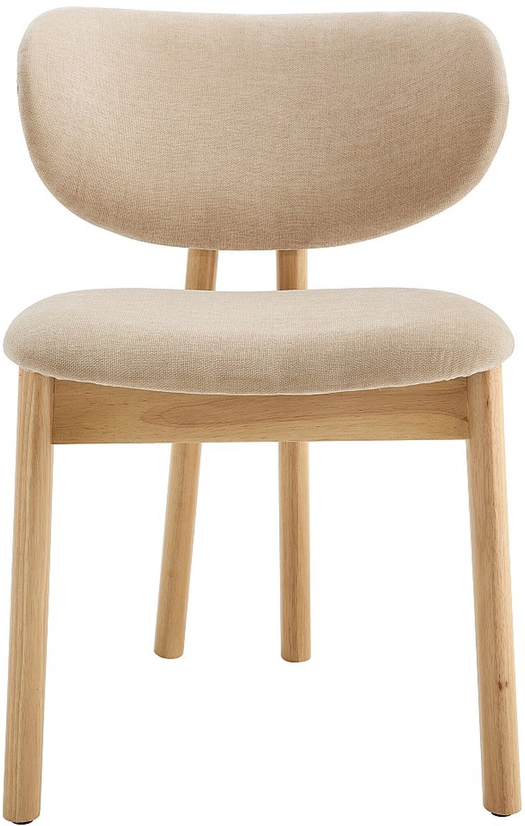 Vente-unique Set van 2 stoelen van stof en rubberhout - Beige - FALDRA Beige, Natuurlijk licht