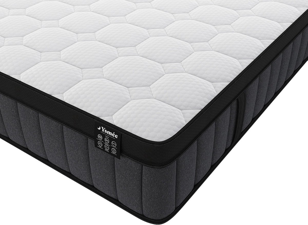 Vente-unique Set 180 x 200 cm licht naturelkleurige bedbodem met opbergruimte + hybride matras met pocketveren met 7 zones en gel met vormgeheugen van 25 cm dik - TOLCA van YSMÉE