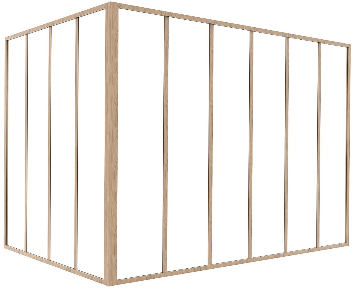 Vente-unique Hoekraam werkplaats van gepoedercoat aluminium - L180 x B120 x H130 cm (B x H) -Licht naturel - BAYVIEW