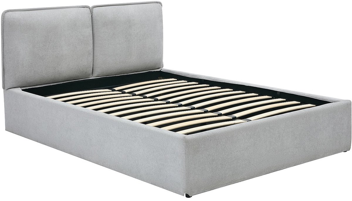 Vente-unique Bed met opbergruimte stof lichtgrijs 160 x 200 cm