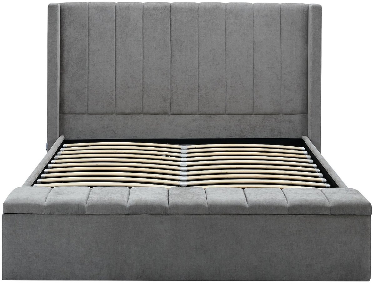 Vente-unique Bed met opbergruimte stof grijs 140 x 190 cm