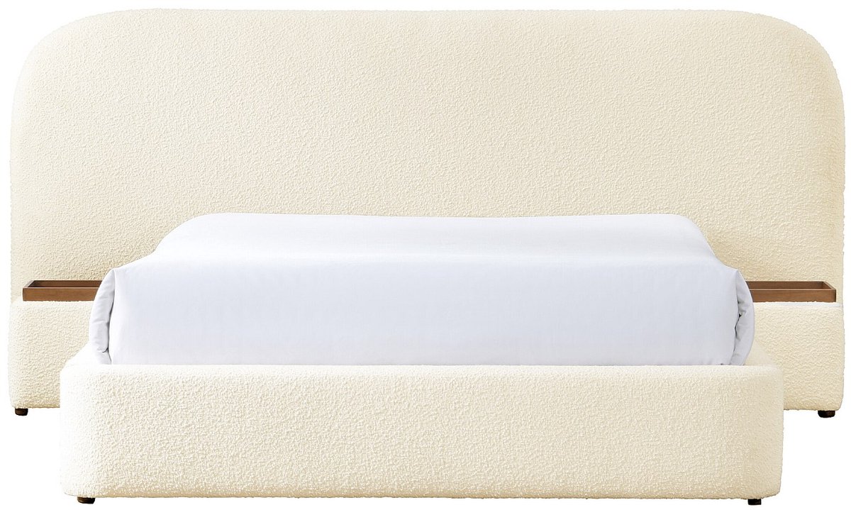 Vente-unique Bed met opbergruimte stof wit 180 x 200 cm (Super King Size Bed)