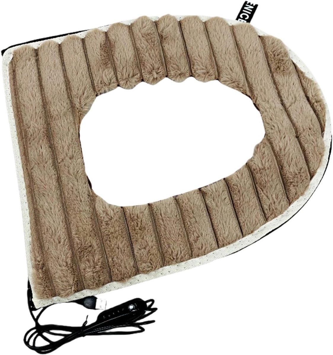 Elektrisch verwarmde toiletbril – USB-aangedreven toiletbril, wasbare zittingbekleding – dikke en comfortabele elastische stoffen toiletbrilbekleding – kaki.