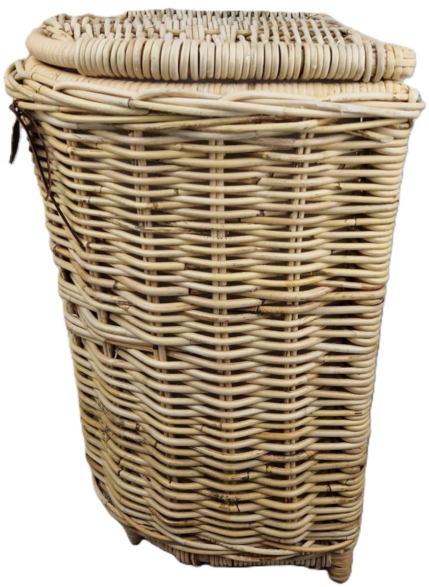 MigoStyling - Wasmand - Halrond - Naturel - Met deksel - Riet - Rotan - Hoogte 60 cm - Uitneembare waszak