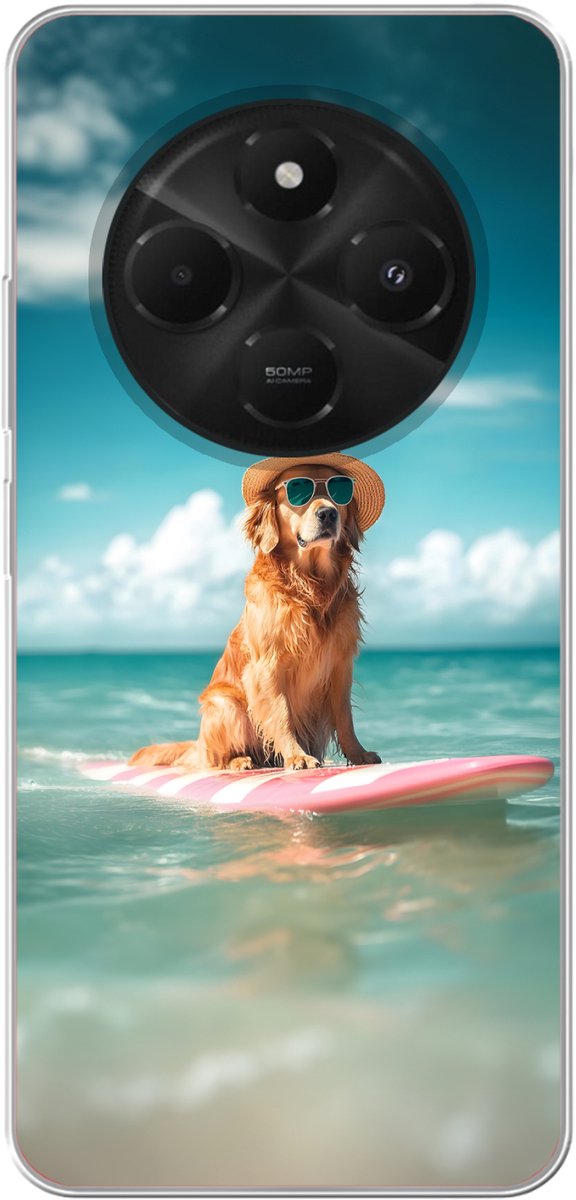 Telefoonhoesje Geschikt voor Xiaomi Geschikt voor Poco C75 hoesje - Zeewater - Hond - Golden retriever - Zonnebril - Siliconen Telefoonhoesje Telefoonhoesje