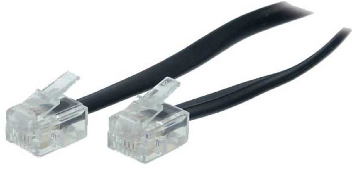 RJ11 - RJ11 telefoonkabel / zwart - 10 meter