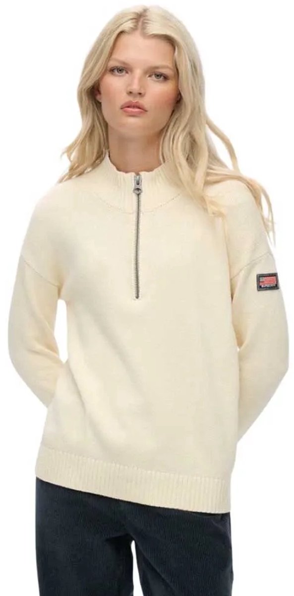 Superdry Slouchy Gebreide Half-Zip Trui Dames Sweaters Wit