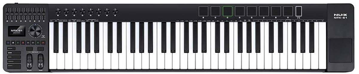MIDI keyboard controller - NUX NTK-61 - 61 toetsen - 9 faders - 8 pads - Touchpad