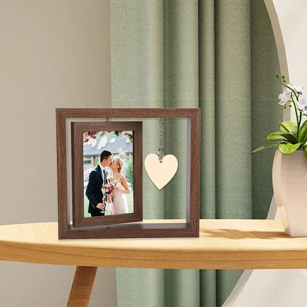 fotolijst - fotolijsten - Houten dubbelzijdige draaibare fotolijst - voor familieherinneringen - Creatieve rustieke fotohouder - voor bureau- en tafeldecoratie - voor grootouders en speciale gelegenheden - 21*23cm — cadeau in Wonen & Interieur - foto 6