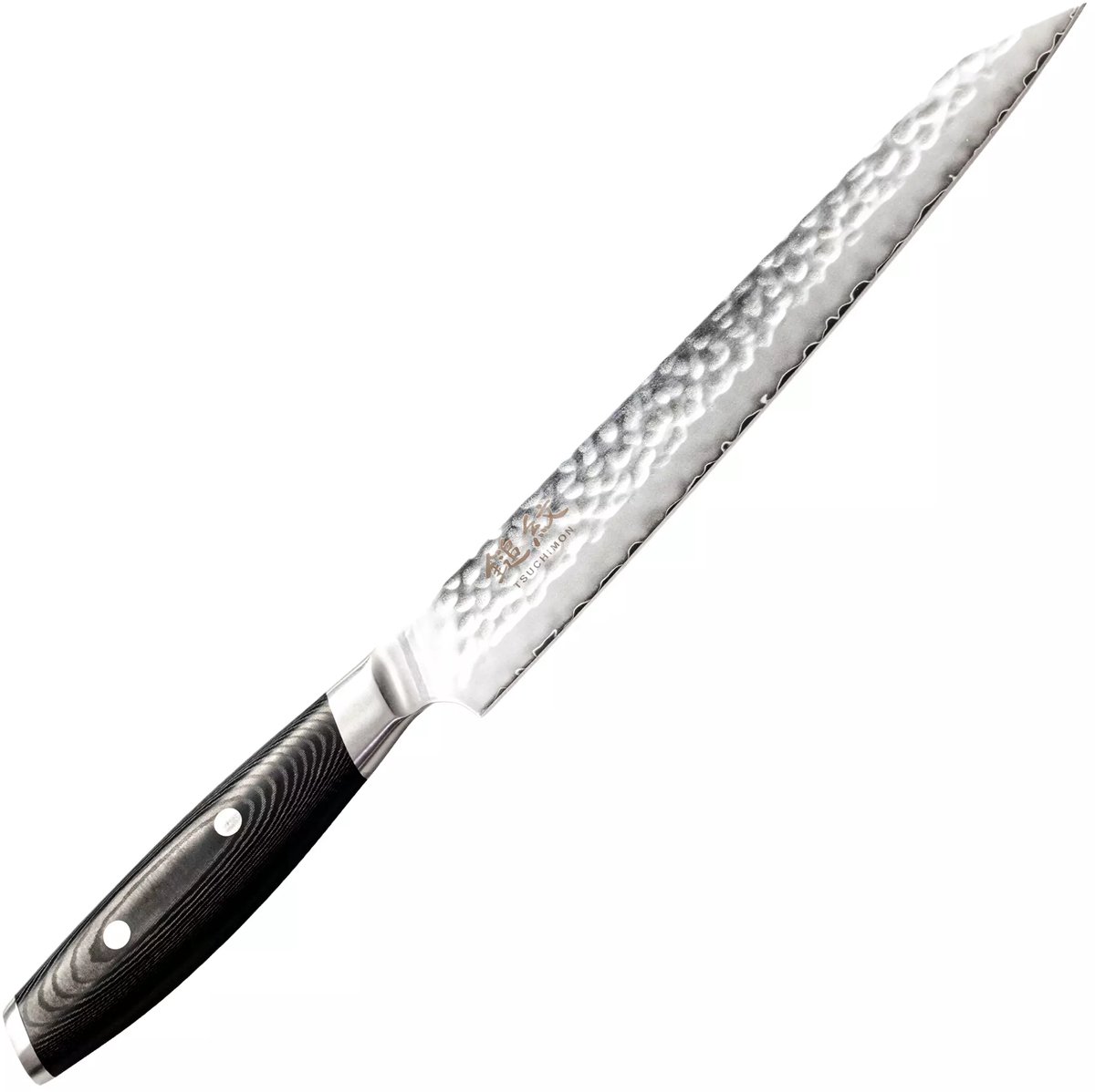 Yaxell Tsuchimon Sujihiki 23 cm – VG10 Staal – Gehamerd Lemmet – Micarta Heft
