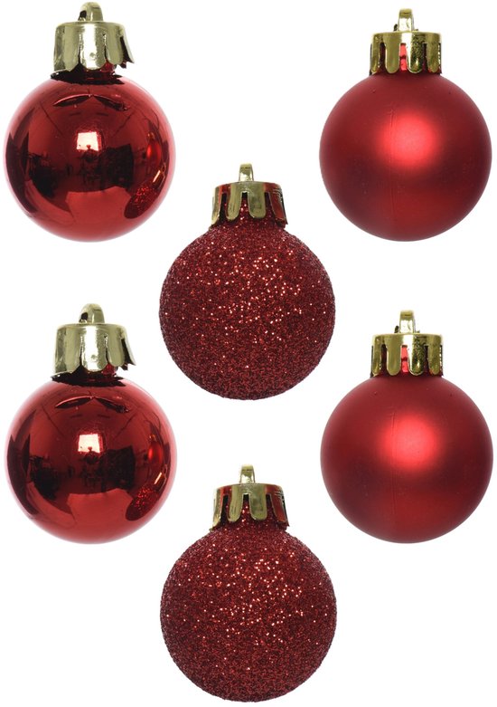 20x Petites boules de Noël incassables rouge de Noël 3 cm - brillant / mat / pailleté - Décorations de Noël de Noël Noël rouge