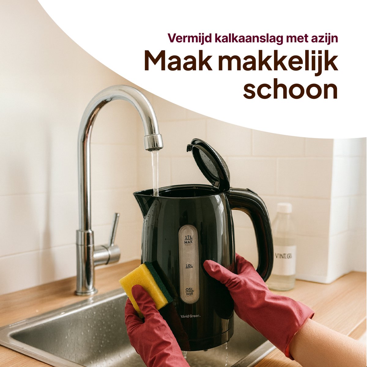 Vivid Green 2200W Waterkoker - 1.7L – BPA-vrij - Kalkfilter - Zwart — afbeelding 7