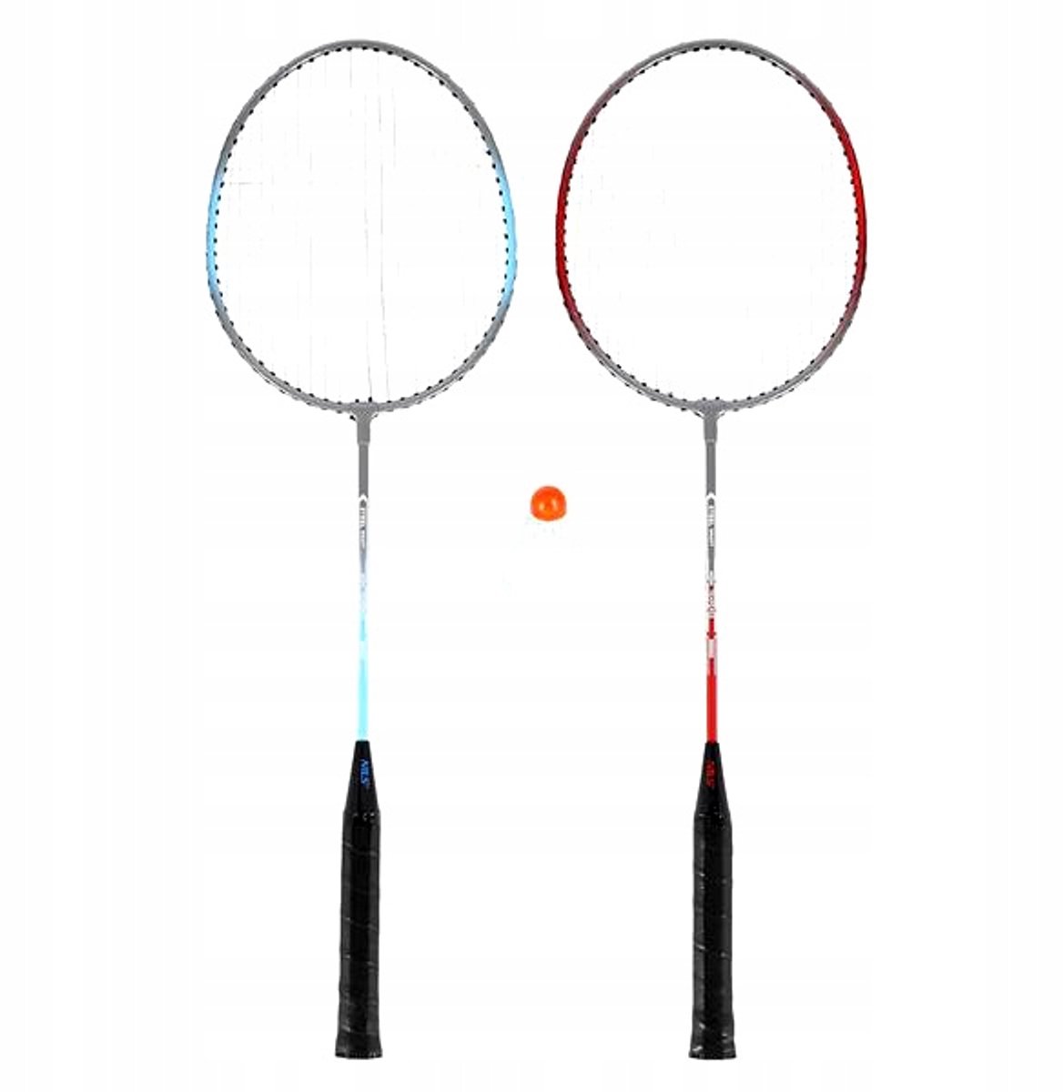 NILS Badmintonset: 2 rackets en shuttle - staal, slank ontwerp