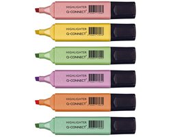 Q-CONNECT markeerstift pastel | geassorteerde kleuren | pak van 6 stuks