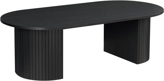 Table basse ACAZA - Table basse ronde de Luxe - Zwart - 120 x 59 x 37,5 cm (L x l x H) - Bois - Table basse ronde - Table basse industrielle - Table basse de salon