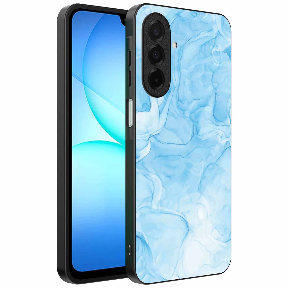Geschikt voor Samsung Galaxy A17 Telefoonhoesje met marmer opdruk - TPU backcover case marble design - Lichtblauw - Smartphonica geschikt voor Samsung Galaxy A17