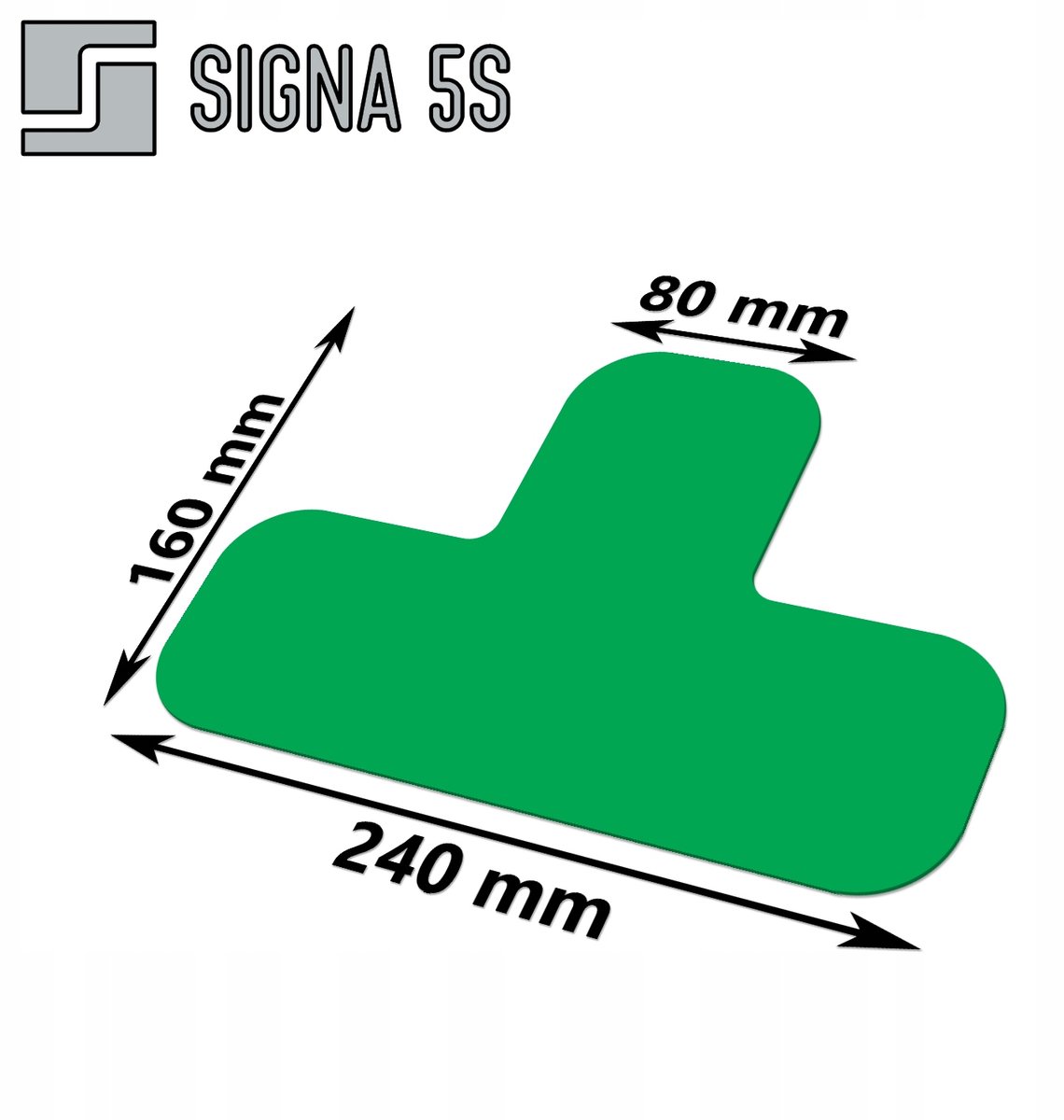 SIGNA 5S Vloermarkering T-vorm Groen 240x160mm PVC