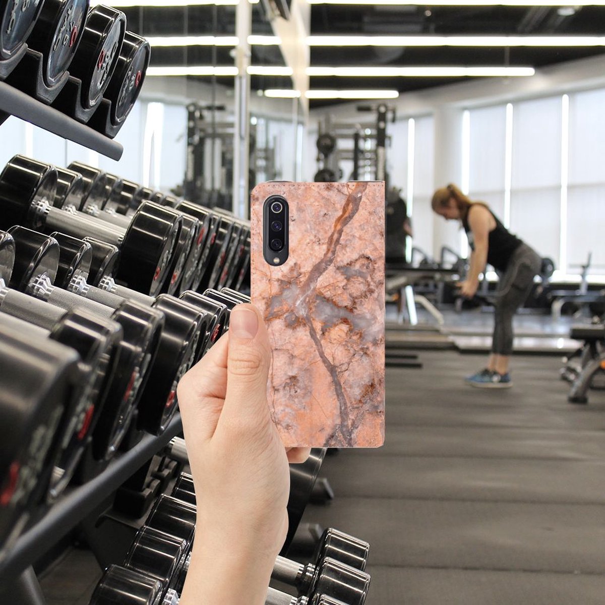 Xiaomi Mi 9 Standcase Marmer Oranje