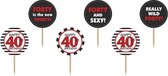 """Cupcake toppers Forty, mix, 9.2 cm (1 zakje met 6 stuks)"""