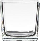 Glazen maxi theelicht- en kaarsenhouder vierkant 140/140/140