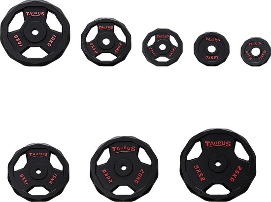 Bad Company Halterschijven 30/31 mm, kunststof, 20 kg, gewichtenset 4 x 5 kg, gewichten voor lange halter en korte halter
