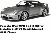 Porsche RUF CTR 2 1996 Zilver Metallic 1-18 GT Spirit Limited 1250 Pieces
