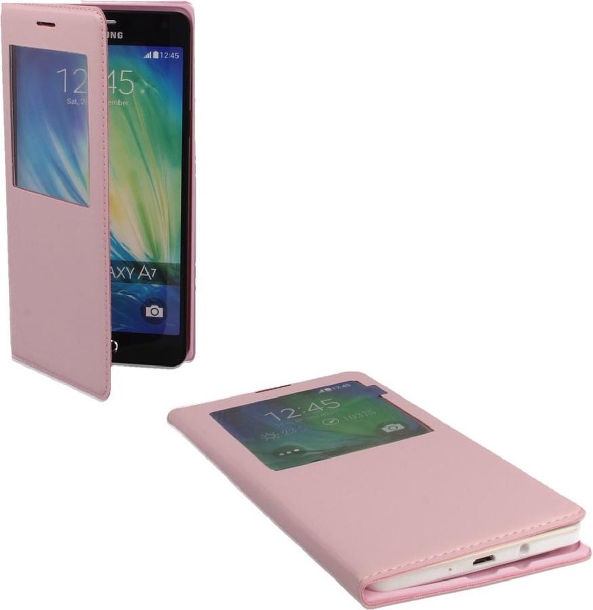 Samsung Galaxy A7 Leather S View Cover Roze Pink