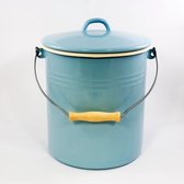 Emaille emmer met deksel - 12 liter - pastel blauw