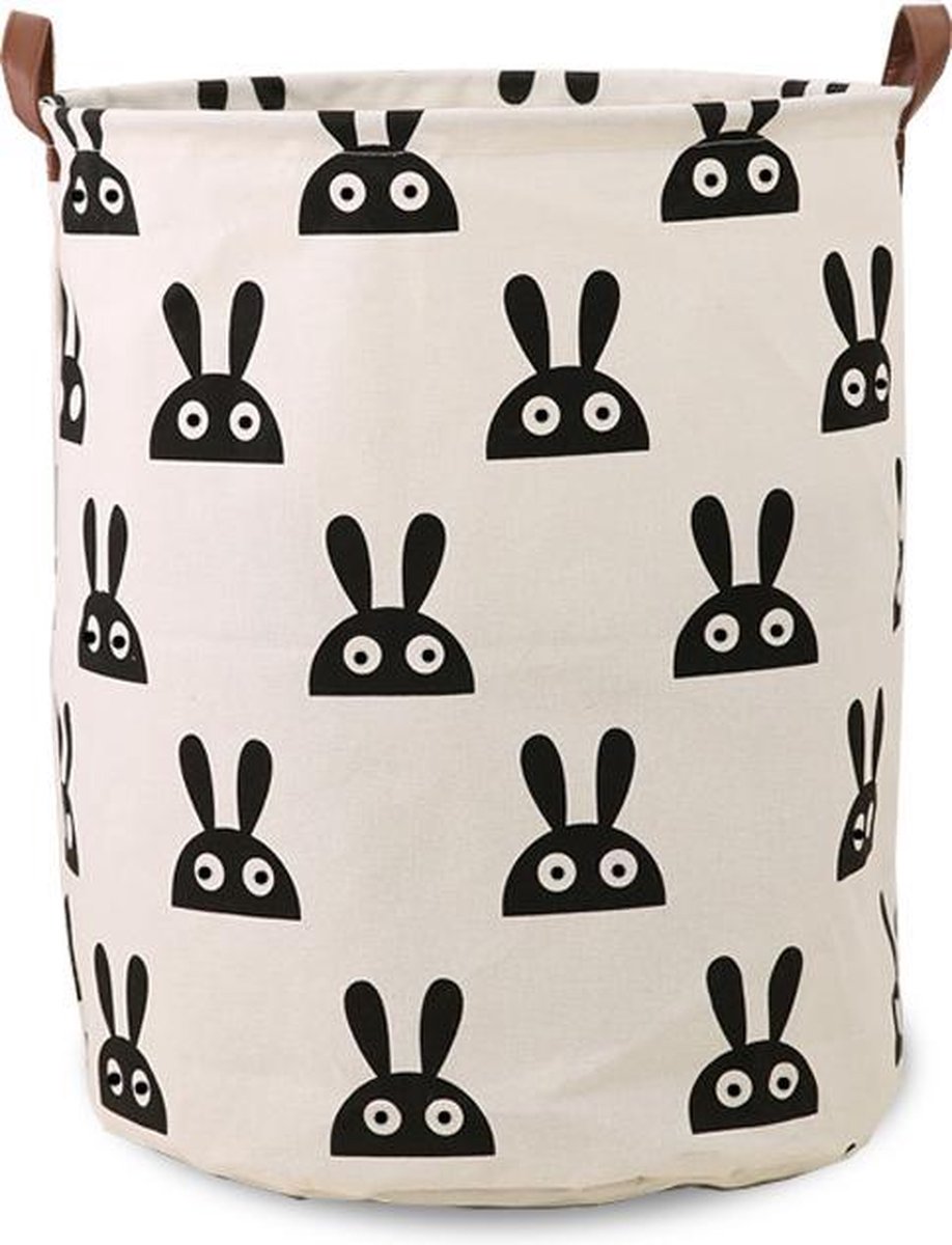 Wasmand - speelgoedmand – opbergmand – Zwart en wit – Haas