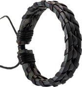 Fako Bijoux® - Armband - Leder - Twister - Zwart