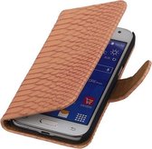 Samsung Galaxy Core Prime - Slangen Snake Booktype Roze - Book Case Wallet Cover Hoesje