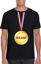 Geslaagd medaille t-shirt zwart heren S