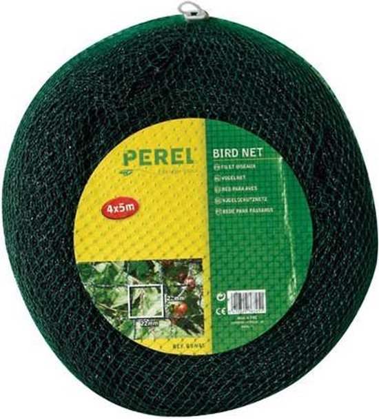 Perel Vogelnet, polyester, maaswijdte 2 cm², 4 x 5 m, groen