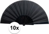 10 stuks Spaanse handwaaiers zwart 23 x 43 cm - Verkoeling - Waaiers voor warmte dagen