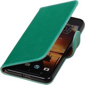 Zakelijke Book Case Telefoonhoesje Geschikt voor de HTC One X9 - Portemonnee Hoesje - Pasjeshouder Wallet Case - Groen