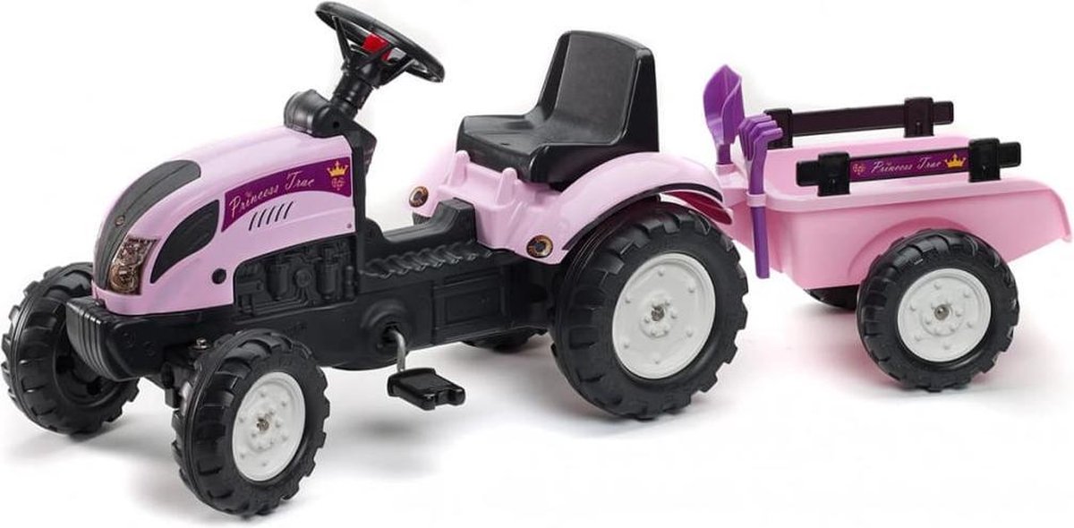 vergiftigen Achtervolging vermogen FALK Speelgoedtractor met pedalen Princess Trac met aanhanger roze | bol.com