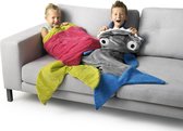 Arjo-Toys Haai voetenzak voor kinderen - kinderplaid - knuffeldeken -  blauw grijs