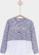 Tiffosi-meisjes-shirt, longsleeve-Berry-kleur: grijs, wit-maat 164