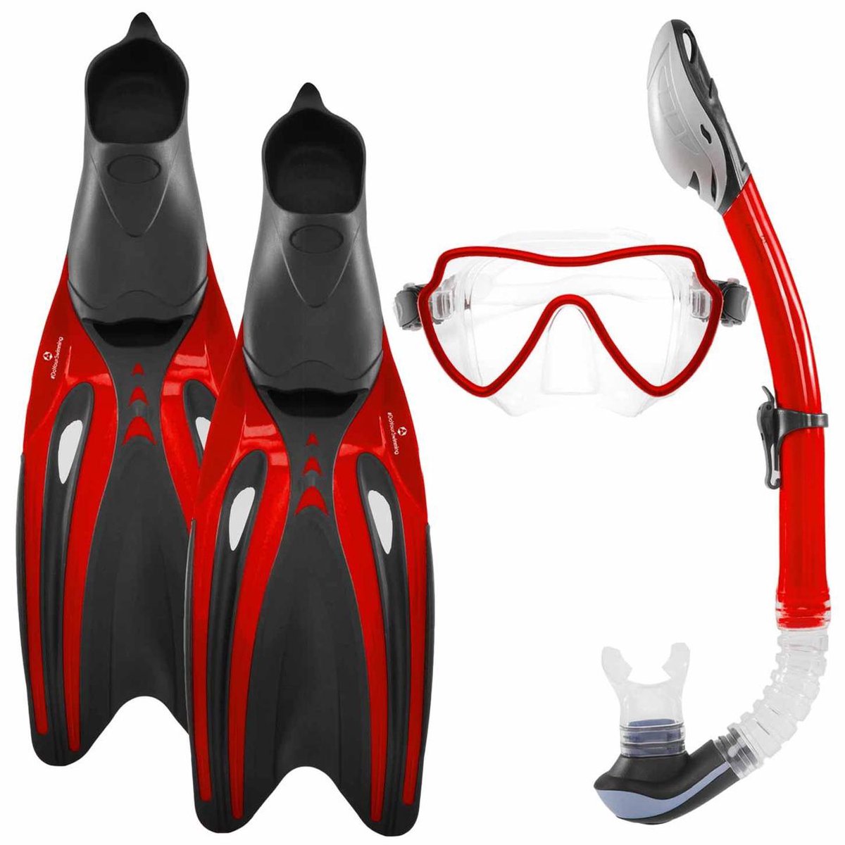 #DoYourSwimming - Snorkelset - "Mermaid" - duikbril + zwemvliezen (zwemvinnen) + snorkel - X-LARGE (EU 45-47) - rood