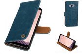 MP Case® PU Leer Vintage Look Blauw Hoesje voor Samsung Galaxy S8 Plus book case wallet case