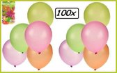 Ballonnen neon(fluor) assortie kleur per 100