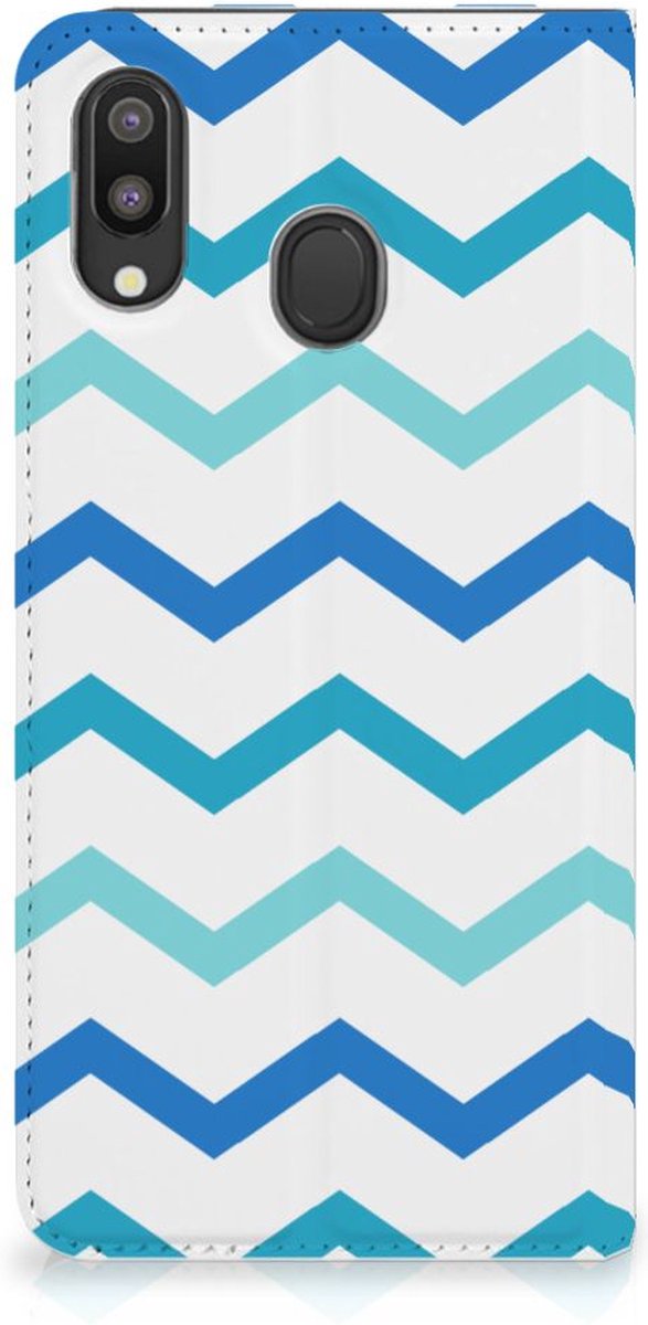 Samsung Galaxy M20 Hoesje met Magneet Zigzag Blauw
