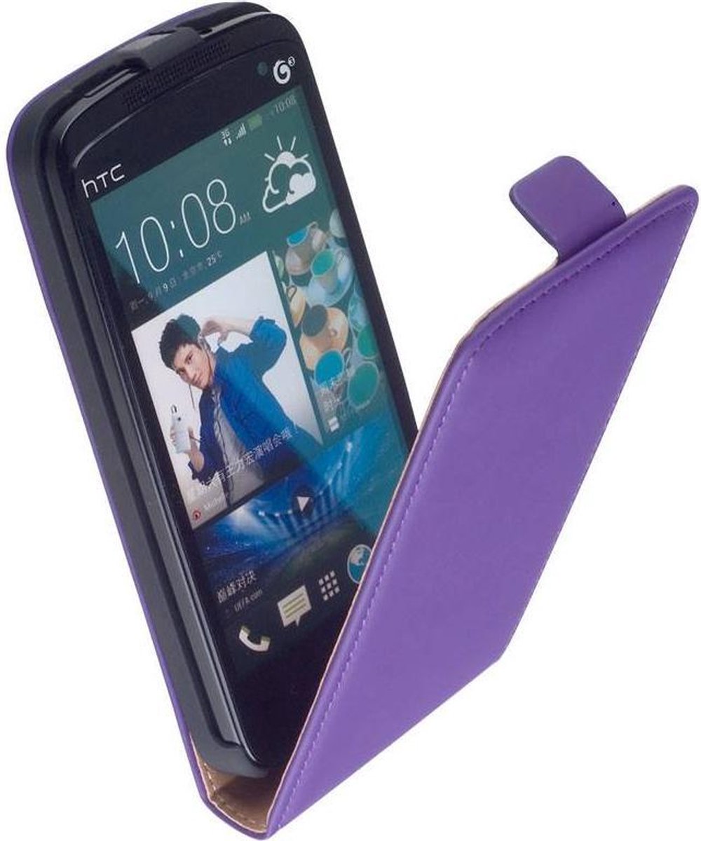 Lelycase Premium Lederen Flip case Telefoonhoesje HTC Desire 601 Zara Paars  | bol.com