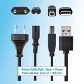 Budget Printer kabel pakket 3 meter Usb B kabel + stroom kabel voedingskabel c7
