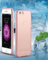Apple Iphone 6 / 6S Siliconen hoesje (roze met diamantjes rondom)