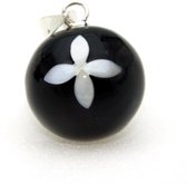 Clariz bola zwangerschapsbel zwart met witte bloem