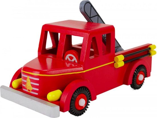 Brandweerauto groot hout |25 x 13 x 12 cm | Auto hout |Houten speelgoed |  Houten... | bol.com