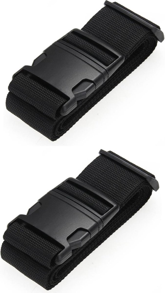 Bol.com 2 stuks Kofferriem met naam en adres labels | Kofferband | BagageRiem | Bagageband | 200CM Zwart aanbieding