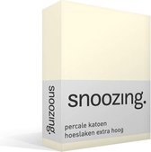 Snoozing - Hoeslaken - Extra hoog - Eenpersoons - 90x220 cm - Percale katoen - Ivoor