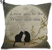 kussenhoes Katten Love you to the moon and back- linnen - 42 x 42 cm